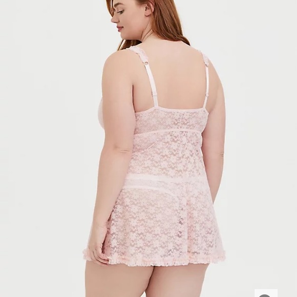 Torrid-Light Pink Lace Underwire Babydoll - Picture 3 of 5